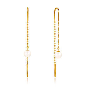 Продевки из желтого золота с жемчугом