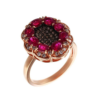 Кольцо из красного золота с рубином