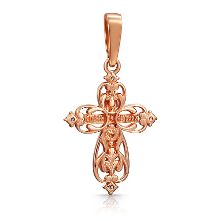 Крест из красного золота с бриллиантами