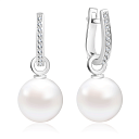 Серьги из белого золота с бриллиантами, жемчугом