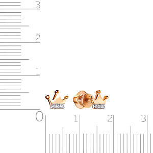 Серьги детские из красного золота с фианитом
