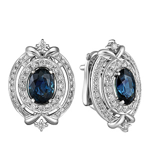 Серьги с французским замком из белого золота с бриллиантами