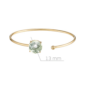 Браслет жесткий из желтого золота с аметистом