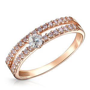 Кольцо из красного золота с фианитом