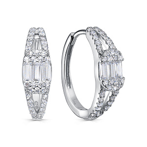 Серьги с английским замком из серебра с фианитом