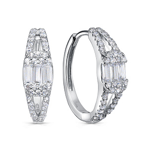 Серьги с английским замком из серебра с фианитом