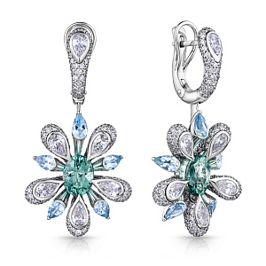 Серьги с английским замком из белого золота с бриллиантами