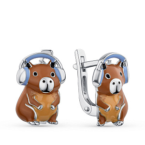 Серьги детские из серебра с эмалью