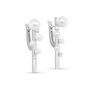 Серьги с английским замком из белого золота с бриллиантами