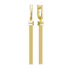 Серьги из желтого золота с бриллиантом