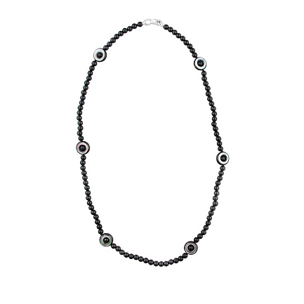 Колье из серебра с агатами, перламутром