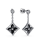 Серьги из серебра с бриллиантами, эмалью