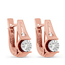 Серьги с английским замком из красного золота с бриллиантами