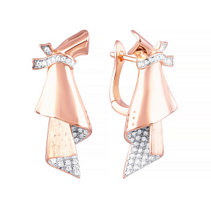 Серьги с английским замком из серебра с фианитом