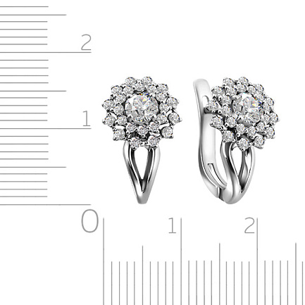 Серьги с английским замком из белого золота с бриллиантами