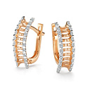 Серьги с английским замком из красного золота с бриллиантами