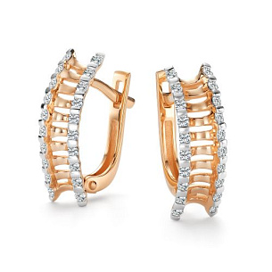 Серьги с английским замком из красного золота с бриллиантами