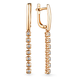 Серьги с английским замком из красного золота с бриллиантами