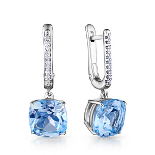 Серьги с английским замком из белого золота с бриллиантом