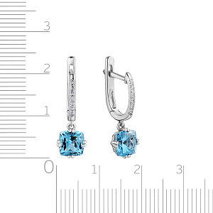 Серьги с английским замком из белого золота с бриллиантами