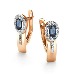 Серьги с английским замком из красного золота с бриллиантом