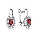 Серьги с английским замком из серебра с гранатами