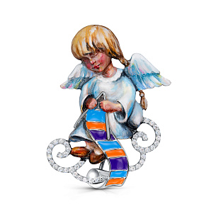 Брошь из серебра с фианитом