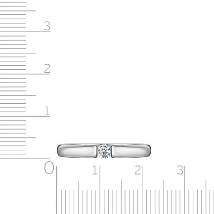 Кольцо обручальное из белого золота с бриллиантом