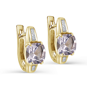 Серьги с английским замком из желтого золота