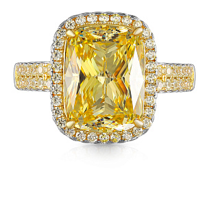 Кольцо из серебра с цирконием и золочением