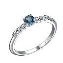 Кольцо из серебра с топазом, фианитами