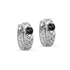 Серьги с английским замком из белого золота с сапфирами