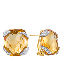 Серьги из желтого золота с бриллиантами, цитринами
