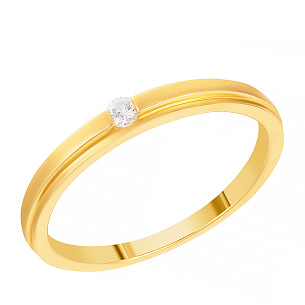 Кольцо обручальное из желтого золота с бриллиантом