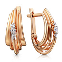 Серьги с английским замком из красного золота с фианитом