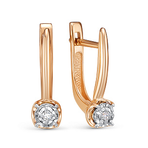 Серьги из красного золота с бриллиантом