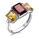 Кольцо из белого золота с бриллиантами, гранатом