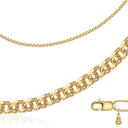 Цепь автомат из желтого золота, плетение бисмарк