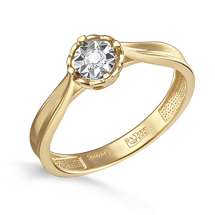 Кольцо из желтого золота с бриллиантом