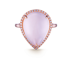 Кольцо из красного золота с кварцем