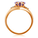 Кольцо из красного золота с аметистом, фианитом