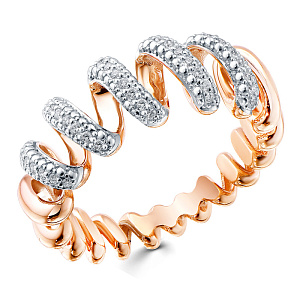 Кольцо из красного золота с бриллиантами