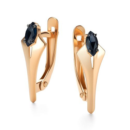 Серьги с английским замком из красного золота с сапфирами