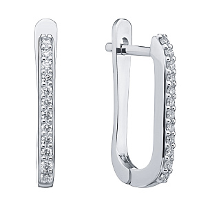 Серьги с английским замком из белого золота с бриллиантами