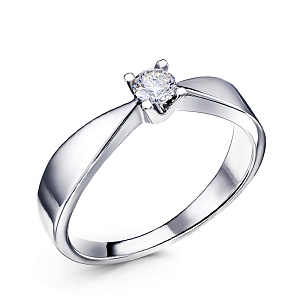 Кольцо из белого золота с бриллиантом