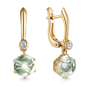 Серьги с английским замком из желтого золота с аметистами