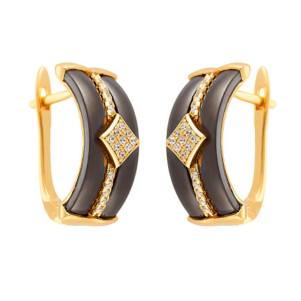 Серьги с английским замком из серебра с керамикой