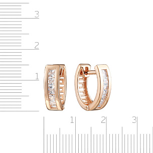 Серьги с английским замком из красного золота с фианитом