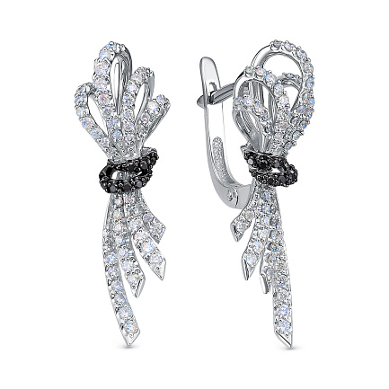 Серьги с английским замком из белого золота с бриллиантами