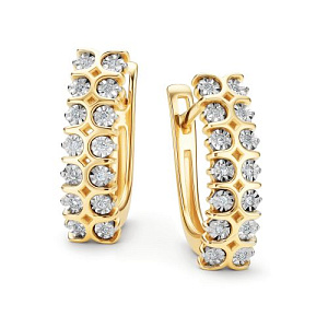 Серьги с английским замком из желтого золота